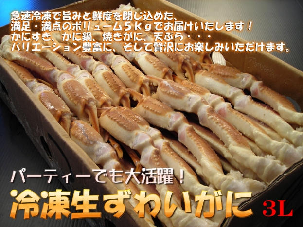 冷凍生ずわいがに 〔5kg・3L (16～18肩)〕 冷凍便｜通販・お取り寄せ