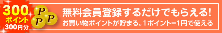 300ポイント、300円分　無料会員登録するだけでもらえる！